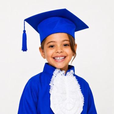 Imagem de Capelo de Formatura Infantil Pré escola Azul Royal e Preto Tamanho:Uni