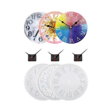 Imagem de Conjunto De Moldes De Relógio De Resina Grande Com 6 Peças, Números Ro