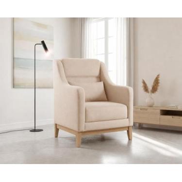 Imagem de Poltrona Encosto Alto Linho Áquila Bege - Zurc Decor