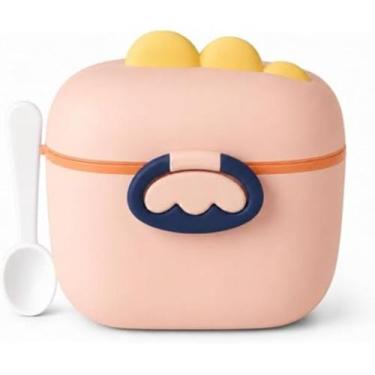 Imagem de Porta Leite em Pó 400ml com Dosador Colher Vedação Bebê Dino Infantil 