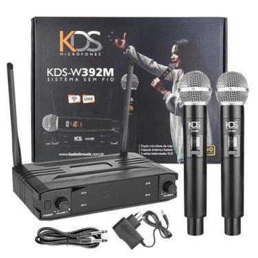 Imagem de Microfone Profissional De Mão Duplo Sem Fio Kds392m - Kds - KADOSH