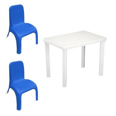 Imagem de Kit Mesa Plástica Infantil Branca e 2 Cadeiras - GIBAFER