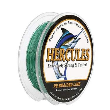 Imagem de Hercules Linha de pesca trançada super forte 4 fios super econômico de 1,8 kg a 2,3 kg Teste para água salgada, 109/328 / 547/1094 jardas (100 m / 300 m / 500 m / 1000 m), Diam# 0,08 mm - 0,55 mm Verde, 70LB(31.8KG)-0.44MM-109YDS(100M)