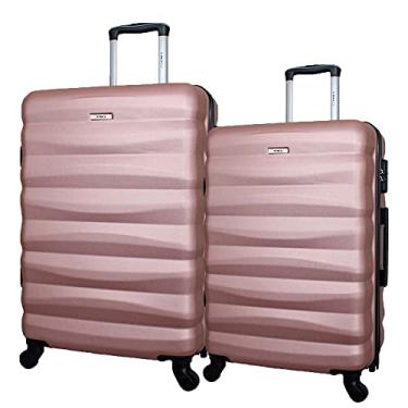 Imagem de CONJUNTO DE MALAS DE VIAGEM EM ABS YINS 21089 CADEADO INTEGRADO RODAS 360º 2PCS P/M ROSÊ