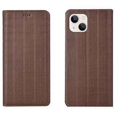 Imagem de LAHappyL Capa para iPhone 13 Pro Max/13 Pro/13/13 Mini, capa carteira de couro legítimo de luxo, com compartimentos para cartões, suporte, fecho magnético, capa para telefone, marrom, 13 de 6,1 polegadas