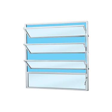 Imagem de Janela basculante de alumínio 3 seções MGM Soft 80x80cm branco Janela basculante de alumínio 3 seções Soft 80x80cm branco MGM