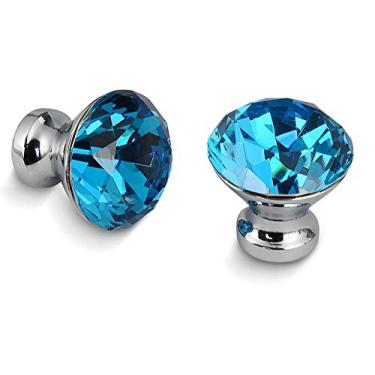 Imagem de 30mm armário cozinha alças de diamante design de forma de cristal botões de vidro puxa puxadores de gaveta mobiliário punho hardware YYDFPIIA (Color : Dark Gray)