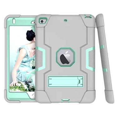 Imagem de iPad Mini 5 Case, iPad Mini 4 Case, Hybrid Three Layer Armor Shockproof Rugged Drop Protection Cover Case Built with Kickstand for iPad Mini 4/5 7.9 Inch-grey/Aqua