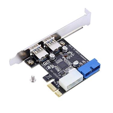 Imagem de Cartão PCI Express PCI-E para USB 3.0, adaptador de placa de expansão PCIe de 2 portas de 5 Gbps com interface de conector de energia frontal 19PIN para desktops