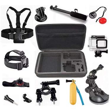 Imagem de Acessórios para Gopro Hero 5 Hero 6 Hero 7 Black Mala grande caixa estanque pau de selfie a prova dagua suporte guidao entre outros (13 itens)