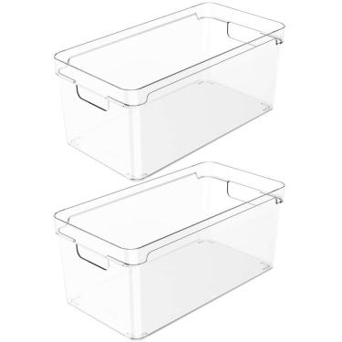 Imagem de Kit 2 Organizadores De Armário 30x15x13cm Caixas Organizadoras Empilháveis Com Alças Clear OU