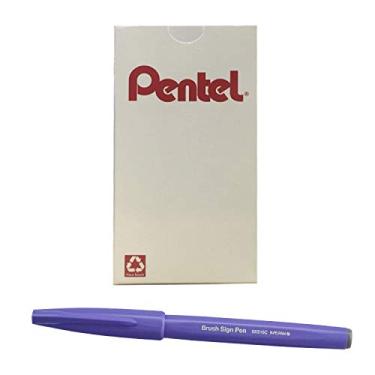 Imagem de Pentel Pincel para caneta com placa de arte, tinta violeta azul, caixa com 12 canetas