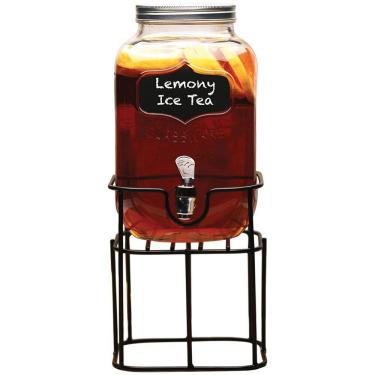 Imagem de YORKSHIRE REFRESQUEIRA COM SUPORTE 38x15x20cm 3,7L VIDRO TRANSP COM LOUSA