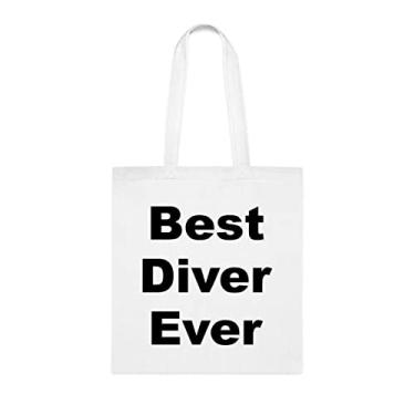 Imagem de Bolsa tote mergulhador, Best Diver Ever Bag, presente de mergulho, presente para mergulhador, bolsa de ombro mergulhador, bolsas reutilizáveis, ideia de de Natal, Branco