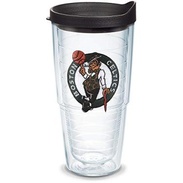 Imagem de Tervis Copo com logotipo principal NBA Boston Celtics com emblema e tampa preta, 680 g, transparente