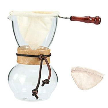 Imagem de Homend Cafeteira Woodneck 480 CC 3-4 xícaras Cafeteira, Bule de Café Woodneck Vidro Resistente ao Calor Café com 1 Filtro Extra (para um Total de 2 Filtros)