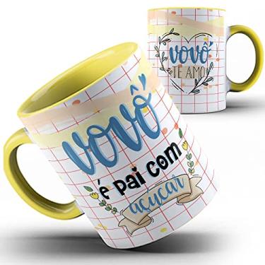 Imagem de Caneca amarela xícara Vovô é pai com açúcar