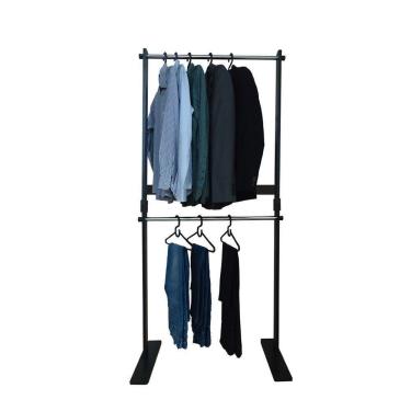 Imagem de Cabideiro Piso Chão Arara Camiseiro Desmontável Duplo Preto Laca