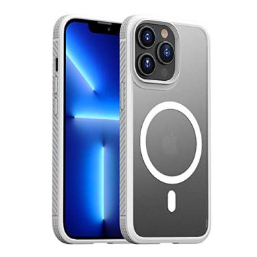 Imagem de Capa de telefone rígida absorvente magnética transparente bonita para iPhone 13 Pro Max 12 Pro Max Capa protetora à prova de choque, prata, para iPhone 13Pro