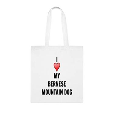 Imagem de Sacola Bernese Mountain Dog, Presente para Cão Bernês, Aniversário Bolsa de Ombro Bernese Mountain, Sacola Reutilizável, Branco