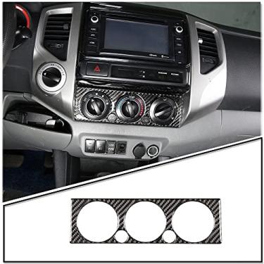 Imagem de PIUGILH Painel de painel de painel interno de fibra de carbono macio para painel de controle de ar condicionado painel moldura adesivo guarnições para Toyot*a Tacom*a 2006-2015