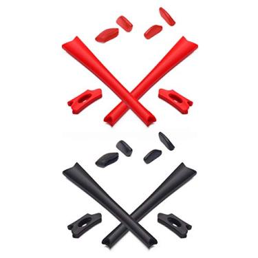 Imagem de Mryok 2 pares de kits de substituição para fones de ouvido Oakley Flak Jacket/Flak Jacket XLJ/Flak Jacket Óculos de sol ajuste asiático - Vermelho e preto