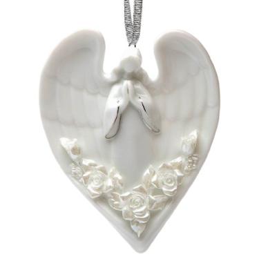 Imagem de Appletree Design Enfeite de anjo e rosas, 6,3 cm de altura, inclui fita para pendurar