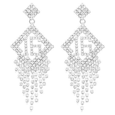 Imagem de Brincos femininos Rosemarie & Jubalee de cristal brilhante com 16 anos e strass com strass, 7,6 cm