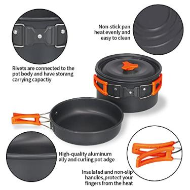 Imagem de Tingpai Conjunto de panelas de acampamento leve e portátil pa chalei s Copos pa colher e cortador de garfo pa caminhadas em piquenique