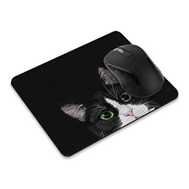 Imagem de Mousepad retangular antiderrapante, mousepad WIRESTER preto branco smoking gato para casa, escritório e mesa de jogos