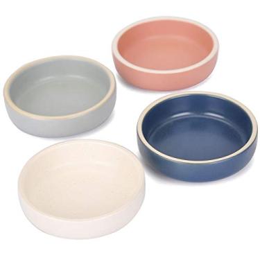 Imagem de WHJY Conjunto de 4 pratos de cerâmica para molho de sushi, tigela para mergulhar de sushi, esmalte fosco, porcelana, pratos, aperitivos, pratos, empilháveis, ramequins