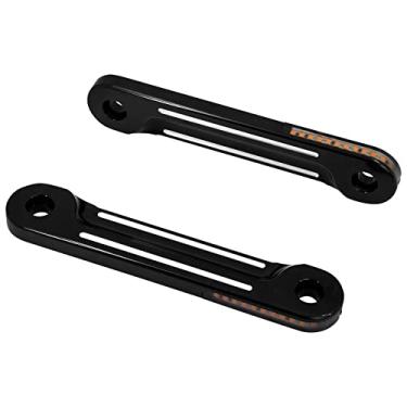 Imagem de HDBUBALUS Suportes de piscas de garfo dianteiro para motocicleta amortecedor de LED lâmpada lateral para Harley Touring Street Glide Road King 1998-2021 (Cor: Preto e Branco)
