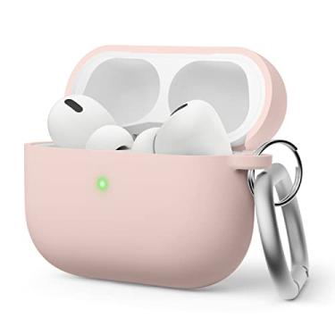 Imagem de elago Capa híbrida líquida compatível com AirPods Pro 2ª geração – compatível com AirPods Pro 2, proteção de camada tripla, chaveiro incluído, resistente à poeira, à prova de choque (rosa)