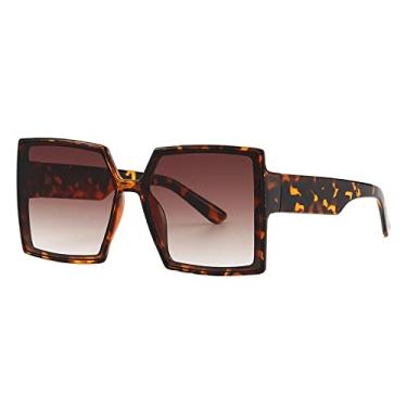 Imagem de Óculos de sol quadrados grandes vintage vintage para mulheres moda gradiente elegante bege óculos de sol feminino uv400 tons de armação grande, 5, tamanho único