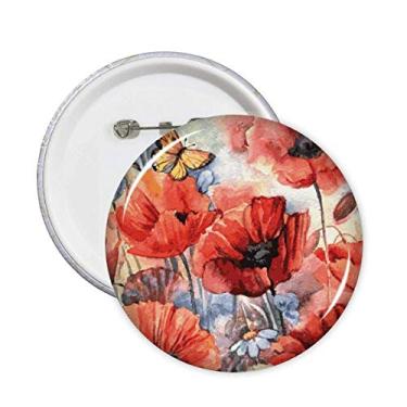 Imagem de Borboleta colorida com alfinetes de flores com emblema de botão para decoração 5 peças