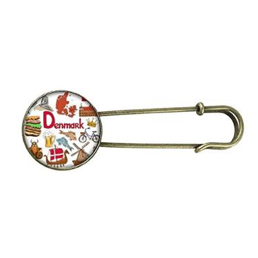 Imagem de Dinamarca Landscap Animais Bandeira Nacional Retro Metal Broche Broche Clipe Joias