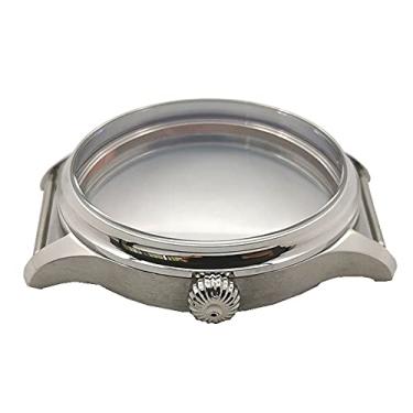Imagem de TECKEEN Caixa de relógio à prova d'água 44 mm de aço inoxidável acessórios de reparo para relógio ETA6497/6498 Movimento, Prata