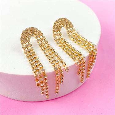 Imagem de BRINCO FRANJA CRAVEJADO NUVEM BANHO OURO 18K ZIRCÔNIA BLOGUEIRA