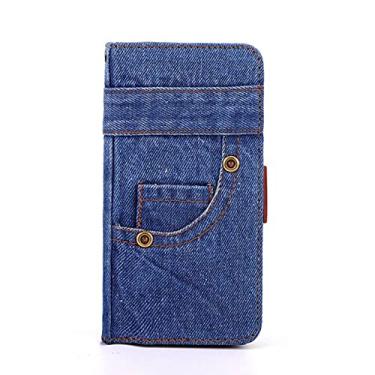 Imagem de Estojo de telefone Cowboy Couro PU Fashion para Iphone X XS XR 11 12 13 Pro Ultra Fino Capa Carteira Flip Forte Ímã Capa Traseira Macia, Azul, Para iphone 12