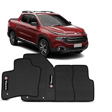 Imagem de Jogo De Tapete Fiat Toro 2016 ate 2024 sob medida kit 4 pçs de borracha pvc lavável com logo bordado