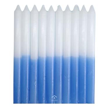 Imagem de Vela Palito Bicolor BRANCA E AZUL Pct com 10 unidades
