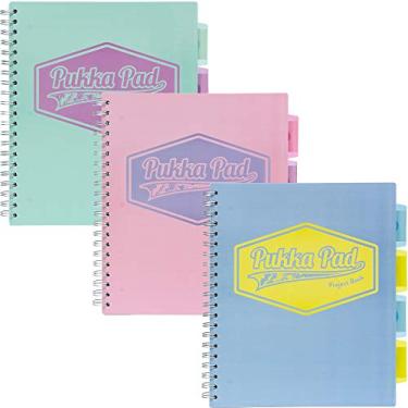 Imagem de Pukka Pad Caderno espiral com 5 matérias, pacote com 3-200 páginas, 100 folhas de papel de 80 g/m2 com divisórias reposicionáveis e bordas perfuradas para planejamento e organização de escritório -