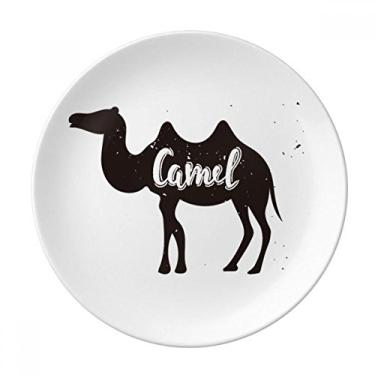 Imagem de Prato de animal preto e branco Camel de porcelana Salver Prato de jantar decorativo