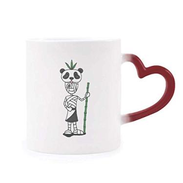 Imagem de Egypt Mummy Horus Panda Hat Caneca sensível ao calor Caneca vermelha muda de cor