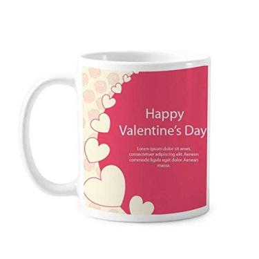 Imagem de Caneca branca rosa feliz dia dos namorados cerâmica café porcelana caneca louça