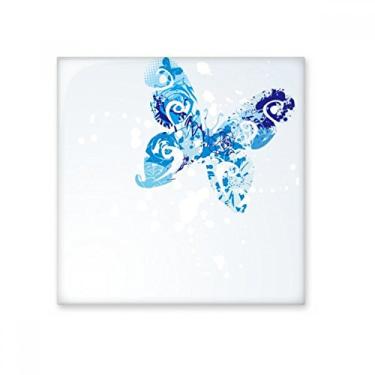 Imagem de Azulejo de cerâmica brilhante com borboleta azul celeste animal brilhante decalque de tijolos esmaltados