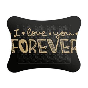 Imagem de Love You Forever Moldura de quebra-cabeça dourada estilo citação jogo de papel para casa