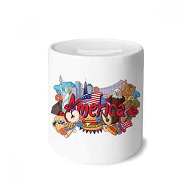 Imagem de DIYthinker Eagle Liberty Hambúrguer America Graffiti, caixa de moedas de cerâmica, presente de cofrinho