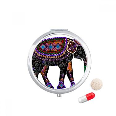 Imagem de Elefante colorido chinês, minoriano, totem, bolso para comprimidos, caixa de armazenamento de medicamentos, dispensador de recipiente