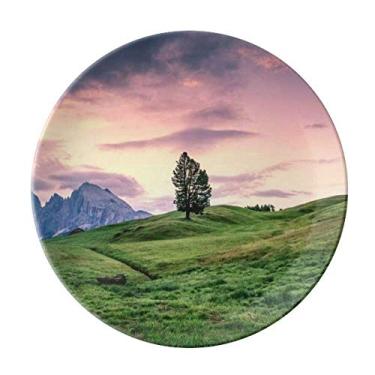 Imagem de Prato de grama de árvore rosa decorativo de porcelana salver louça de jantar